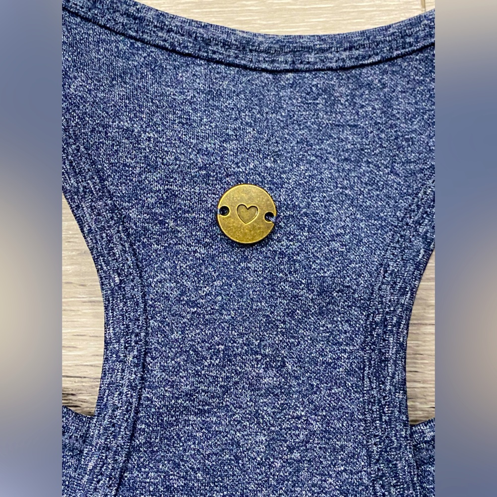 LOVE FITNESS APPAREL Racerback Sports Bra Heart Logo Heathered Navy Size:M EUC - Picture 5 of 6